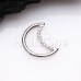 Multi Gem Moon Shape Steel Seamless Hinged Clicker Ring