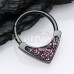 Black Druzzy Inlay Teardrop Steel Seamless Hinged Clicker Ring