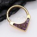 Golden Druzzy Inlay Teardrop Steel Seamless Hinged Clicker Ring