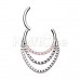 Chained Front Facing Multi Opal Steel Seamless Hinged Clicker Ring
