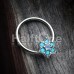 Turquoise Spring Flower Sparkle Steel Captive Bead Ring