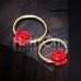 Golden Red Rose Petal Steel Captive Bead Ring