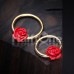 Golden Red Rose Petal Steel Captive Bead Ring Golden Red Rose Petal Steel Captive Bead Ring