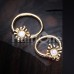 Golden Blazing Glitter Opal Sun Steel Captive Bead Ring