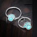 Animal Lover Paw Print Glitter Opal Steel Captive Bead Ring