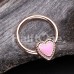 Rose Gold Doily Valentine Heart Steel Captive Bead Ring