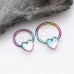 Rainbow Heart Illuminating Moonstone Steel Captive Bead Ring Rainbow Heart Illuminating Moonstone Steel Captive Bead Ring