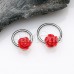 Dainty Red Rose Steel Captive Bead Ring