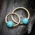 Golden Synthetic Turquoise Bead Captive Ring