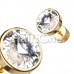 Golden Pointy Faceted Crystal Steel Fake Plug 