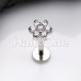 CZ Flower Top Steel Internally Threaded Labret