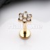 Golden CZ Flower Top Steel Internally Threaded Labret