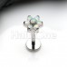 Opal Flower Top Steel Internally Threaded Labret