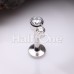 CZ Double Gem Top Steel Internally Threaded Labret