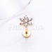 Golden CZ Flower Gem Top Steel Internally Threaded Labret