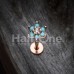 Rose Gold Turquoise Spring Flower Sparkle Top Steel Labret