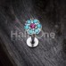 Gypsy Round Turquoise Top Steel Labret