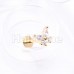 Golden CZ Butterfly Gem Top Steel Externally Threaded Labret