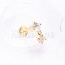 Golden CZ Prong Dainty Dangle Gem Top Steel Externally Threaded Labret