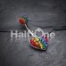 Rainbow Heart Multi-Sprinkle Dot Belly Button Ring