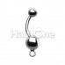 Steel 'Add-On Dangle' Gem Ball Belly Button Ring