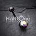 Colorline Double Gem Ball Steel Belly Button Ring