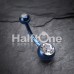 Colorline Double Gem Ball Steel Belly Button Ring
