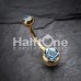 Gold PVD Double Gem Ball Steel Belly Button Ring