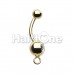 Gold PVD 'Add-On Dangle' Gem Ball Belly Button Ring