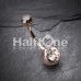 Rose Gold Double Gem Ball Steel Belly Button Ring