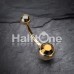 Gold PVD Jelly Belly Unity Gem Belly Button Ring