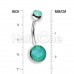 Opal Gem Double Stone Ball Steel Belly Button Ring