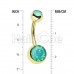 Golden Opal Gem Double Stone Ball Steel Belly Button Ring