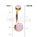 Golden Opal Gem Double Stone Ball Steel Belly Button Ring