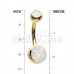 Golden Opal Gem Double Stone Ball Steel Belly Button Ring