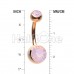 Rose Gold Opal Gem Double Stone Ball Steel Belly Button Ring