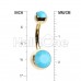 Golden Turquoise Double Ball Inlay Belly Button Ring