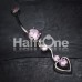 Dainty Dangled Cubic Zirconia Heart Belly Button Ring