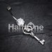 Heart Key Sparkle Cubic Zirconia Belly Button Ring