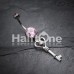 Heart Key Sparkle Cubic Zirconia Belly Button Ring