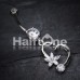Elegant Cubic Zirconia Star and Heart Belly Button Ring