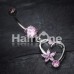 Elegant Cubic Zirconia Star and Heart Belly Button Ring