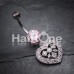 Sparkling Cubic Zirconia Heart Shapes Belly Button Ring