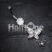 Twin Butterfly Cubic Zirconia Belly Button Ring