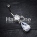 Opulant Droplet Cubic Zirconia Belly Button Ring