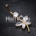 Golden Dazzling Butterfly Cubic Zirconia Belly Button Ring