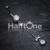 Dainty Bow and Gem Droplet Cubic Zirconia Belly Button Ring