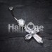Elegant Cross Sparkle Cubic Zirconia Belly Button Ring