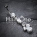 Elegant Marquise Teardrop Crystalline Cubic Zirconia Belly Button Ring 