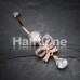 Rose Gold Romantic Gem Bow-Tie Cubic Zirconia Belly Button Ring